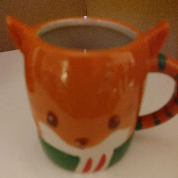 Fox Coffee Mug Green Orange Red White Walmart Oversized Ceramic Cup 4 1/2" - Picture 1 of 3